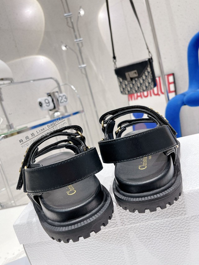 Dior迪奧2022新款新色系魔術貼涼鞋原版複刻專櫃豹紋系沙灘涼鞋女士涼鞋 dx3087
